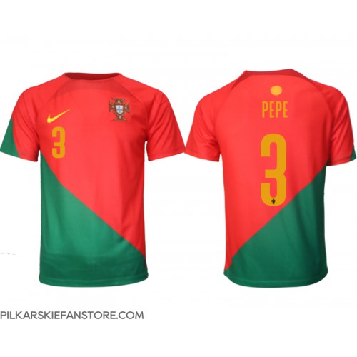 Tanie Strój piłkarski Portugalia Pepe #3 Koszulka Podstawowej MŚ 2022 Krótkie Rękawy